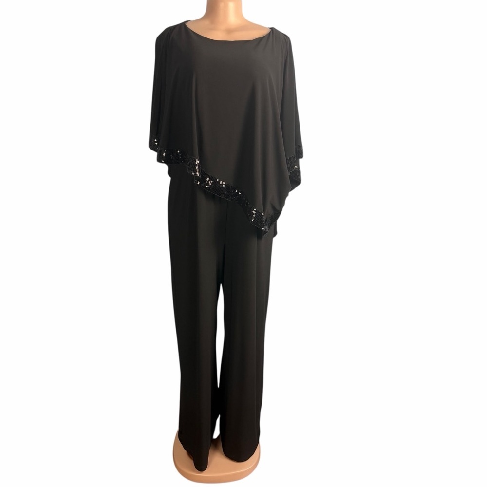 Chico's Black Sequin Trim Jumpsuit